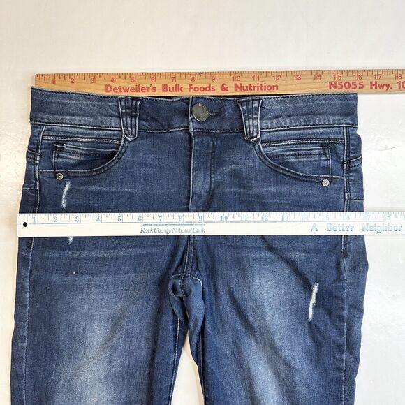 Democracy Jeans 8 Skinny Ab Solution Blue Stretch Denim Distressed Tummy Control - Picture 7 of 12